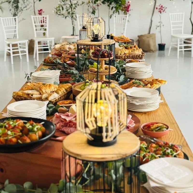 A beautifully presented wedding catering setup by Life’s Little Feasts, featuring elegant dishes and expertly crafted cuisine for a memorable celebration.