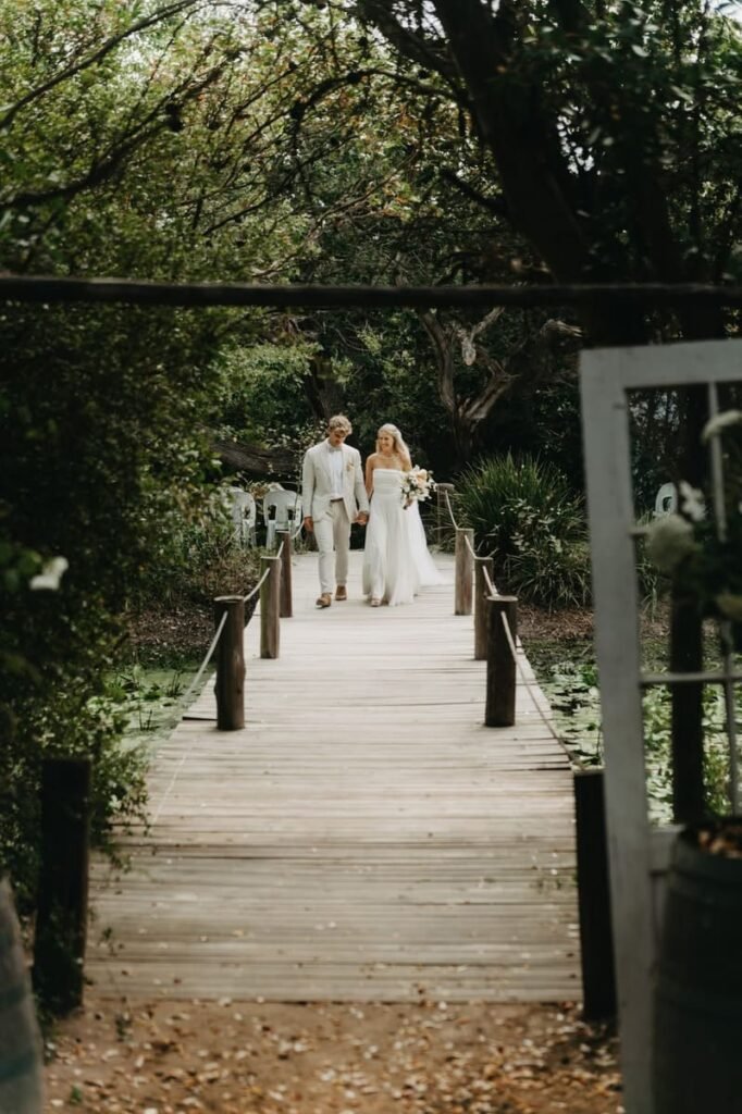 Murasie Wedding Venue in the Overberg with dam and oak trees