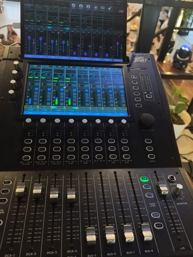 DJ setup with lighting by Xtreme Promotions Sound and Lighting