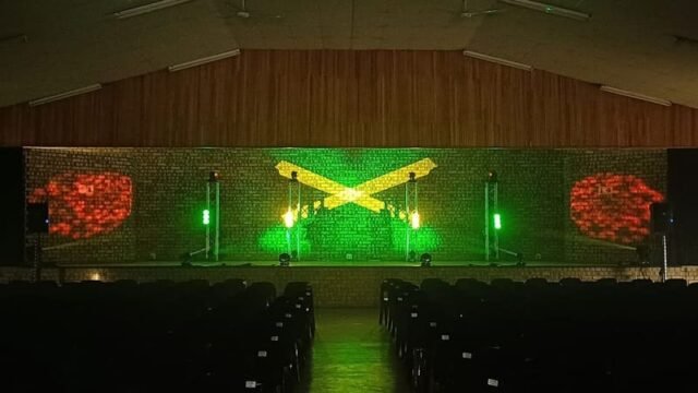DJ setup with lighting by Xtreme Promotions Sound and Lighting